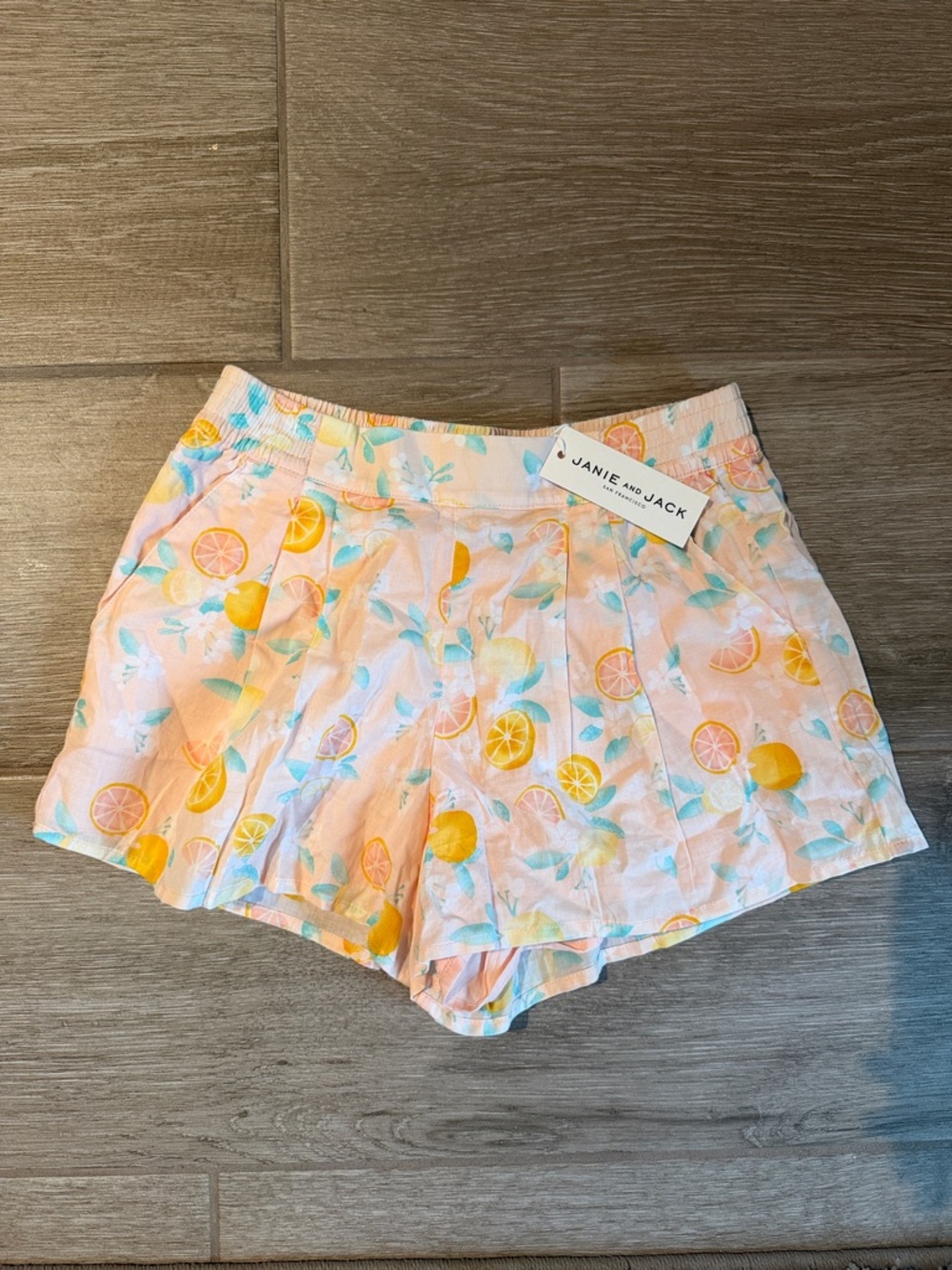 Janie and Jack Peach Shorts with Yellow Citrus Print